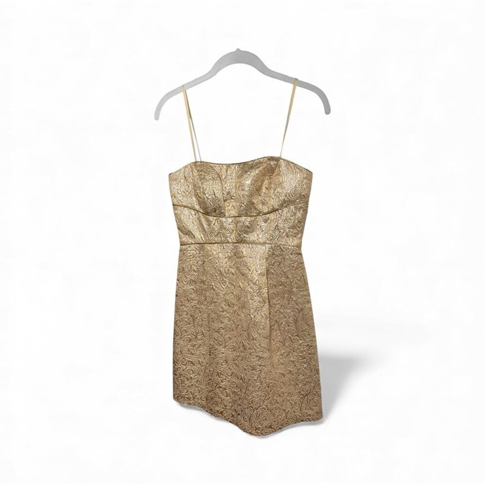 Max and Cleo Gold Metallic Mini Dress Size 2